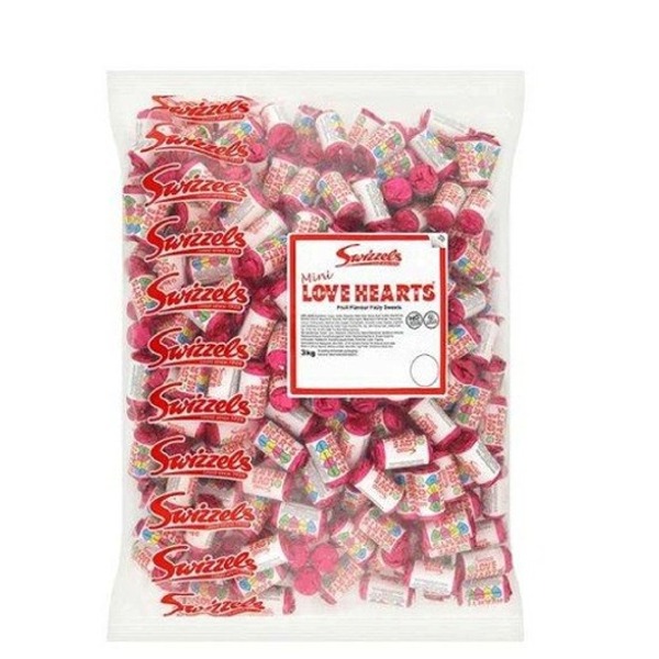 Swizzels Love Hearts Mini Rolls 3kg Bag (x1)